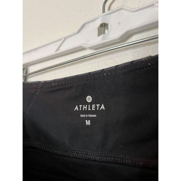 Women Medium Athleta Balance Capri Crop Tights Yoga Pant High Rise Gray Stripe - Picture 3 of 3